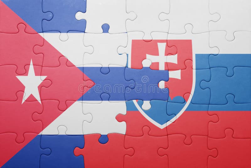 Puzzle with the national flag of slovakia and cuba