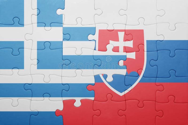 Puzzle with the national flag of slovakia and greece