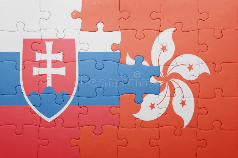 Puzzle with the national flag of slovakia and hong kong