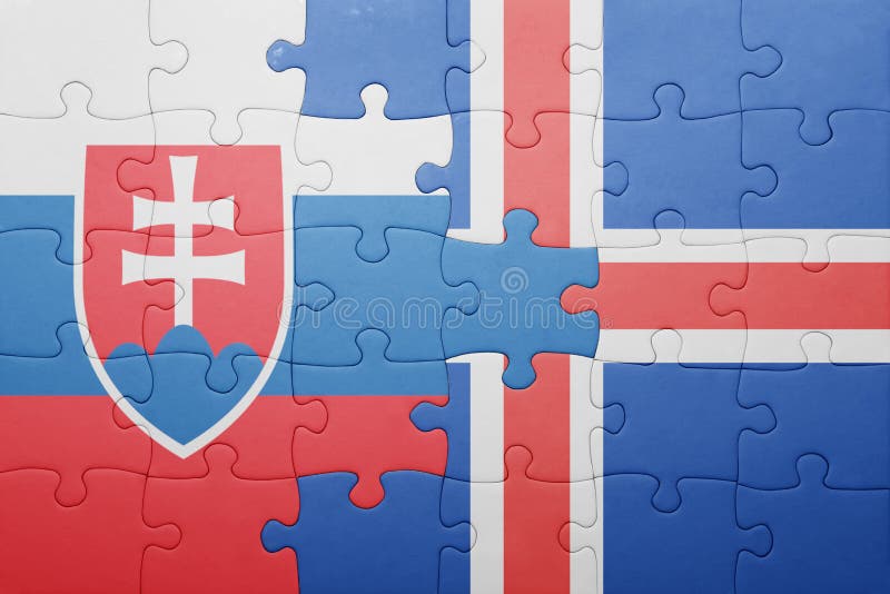 Puzzle se státní vlajkou slovenska a islandu