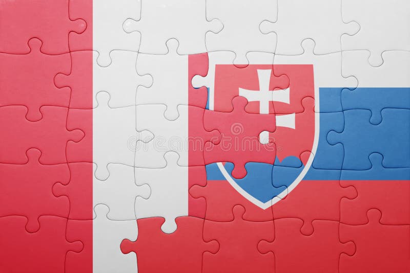Puzzle s národní vlajkou slovenska a peru