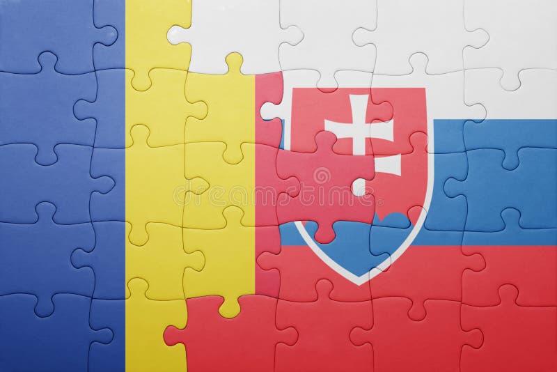 Puzzle with the national flag of slovakia and romania