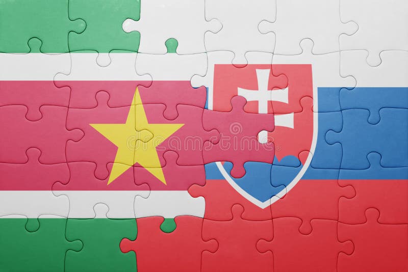 Puzzle with the national flag of slovakia and suriname