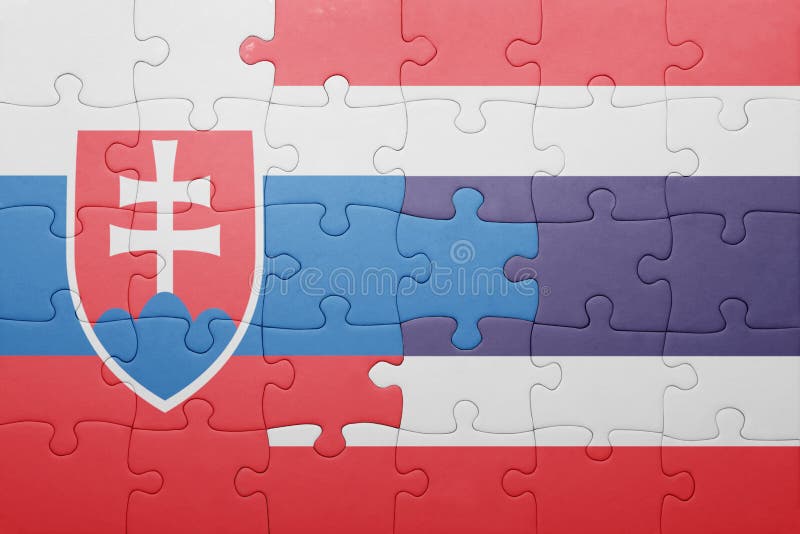 Puzzle with the national flag of slovakia and thailand