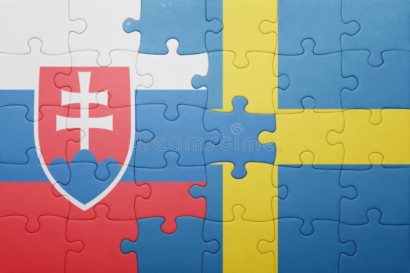 Puzzle se státní vlajkou švédska a slovenska