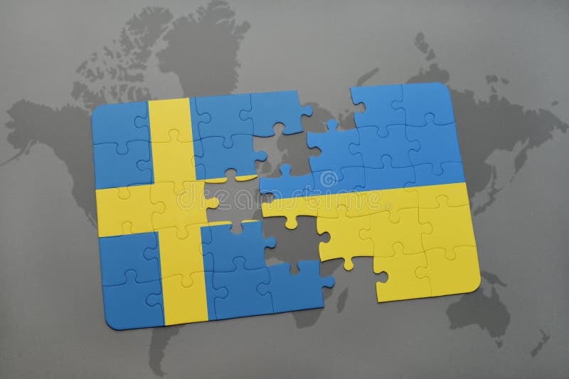 Ukraine And Sweden, Flags Waving Against Blue Sky Stock Illustration - Illustration of waving ...