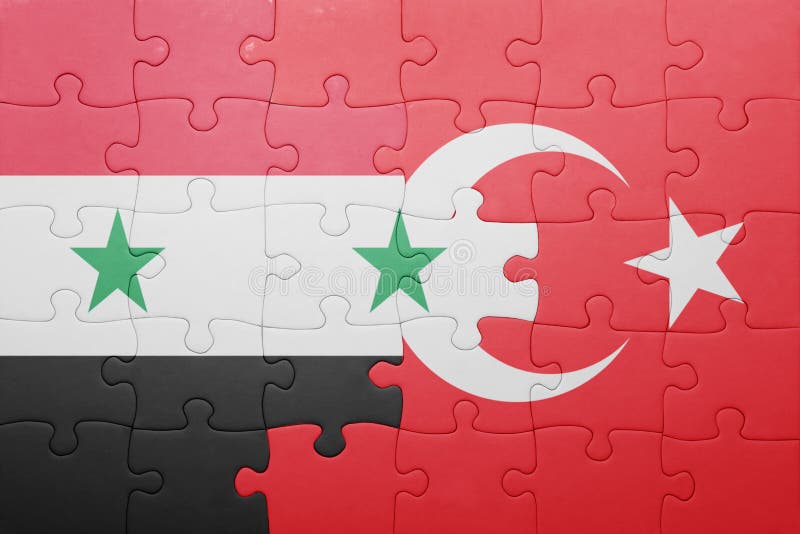 Puzzle with the National Flag of Turkey and Syria Stock Image Image