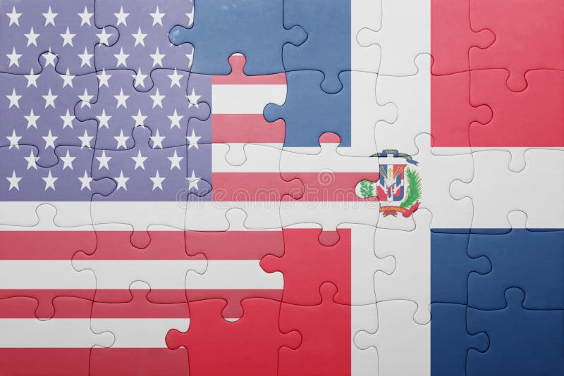Puzzle with the national flag of united states of america and dominican republic royalty free stock photos Puzzle with the national flag of united states of america and dominican republic royalty free stock photos