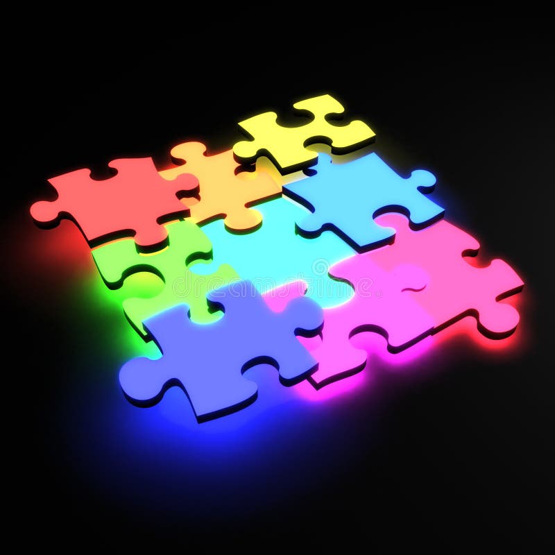 Green and red glow Neon puzzle shape. It is not a negative. Green and red glow Neon puzzle shape. It is not a negative.
