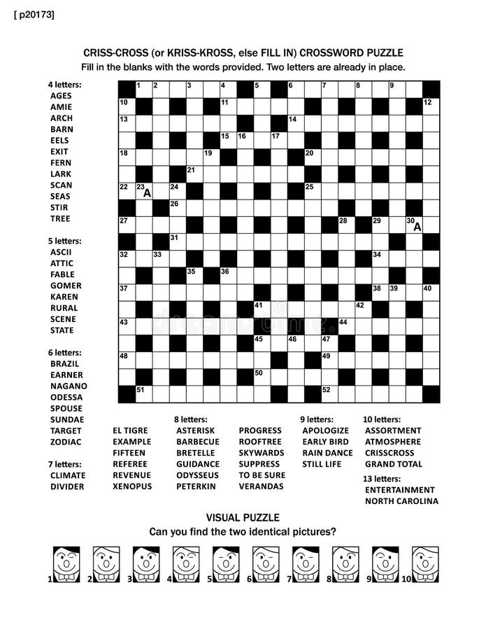 Puzzle page with word game and picture riddle