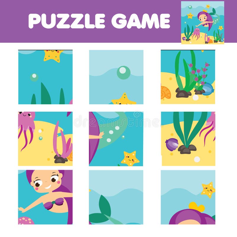 Puzzle de pintar por números (nonogram), jogo educacional para crianças,  sereia