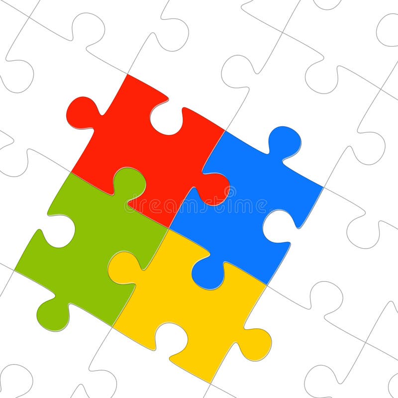 Puzzle Four Parts Green Option Stock Vector Illustration of