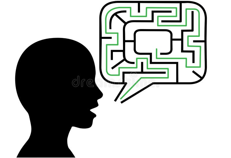 Puzzle person talks maze speech bubble solution