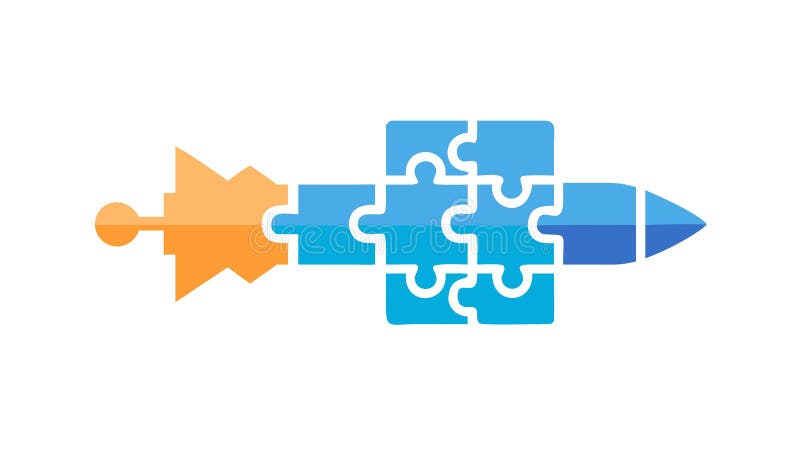 Puzzle Piece Rocket: Collaborative Innovation, vector design Generative AI vector illustration