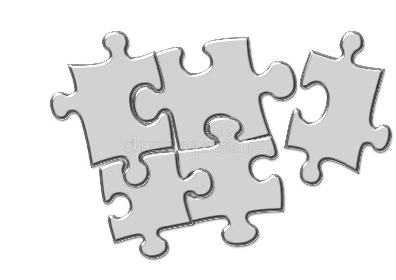 Illustration of five puzzle pieces on a white background