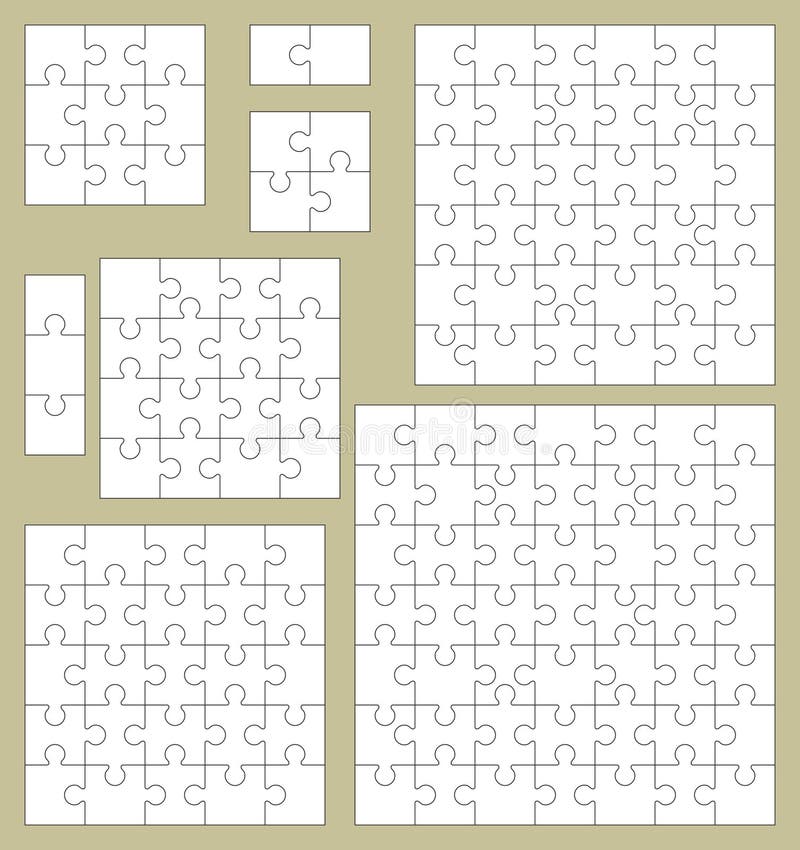 Vector blank puzzle pieces for jigsaw game