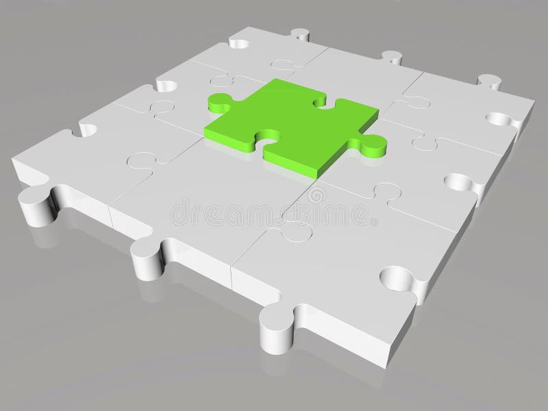 Puzzle pieces in green on grey royalty free stock images