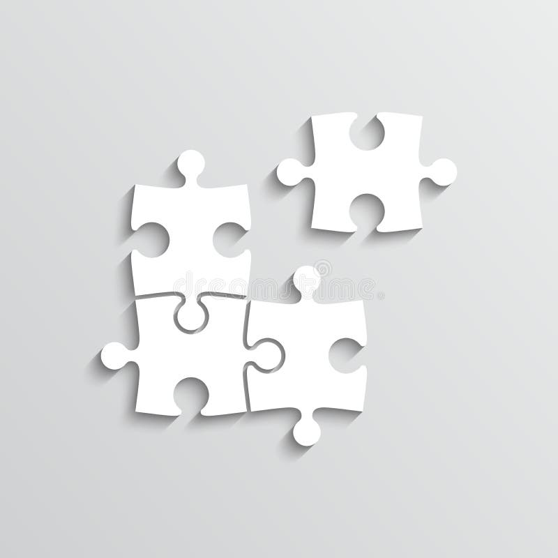 Puzzle pieces. Jigsaw grid template. Cutting template with 4 elements. Mosaic layout with separate shapes vector illustration