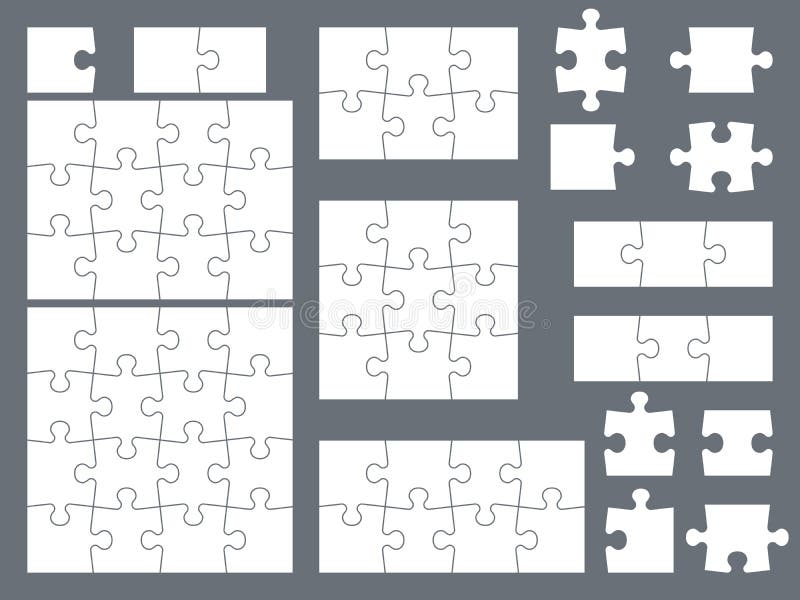 Parts of puzzle. White jigsaw infigraphic template, blank matching