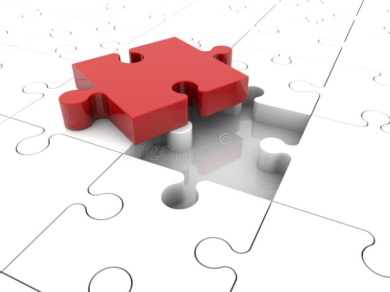 Puzzle pieces in red and white colors royalty free stock photos