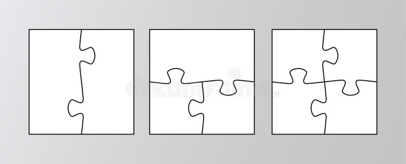 Puzzle pieces scheme for thinking game. Jigsaw square grids set. Simple mosaic background royalty free illustration