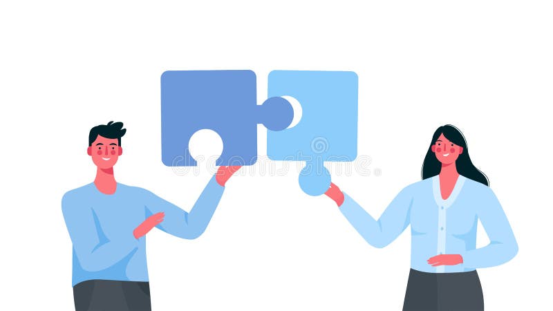 Two People Connecting Puzzle Elements. Business Metaphor. Team Concept ...