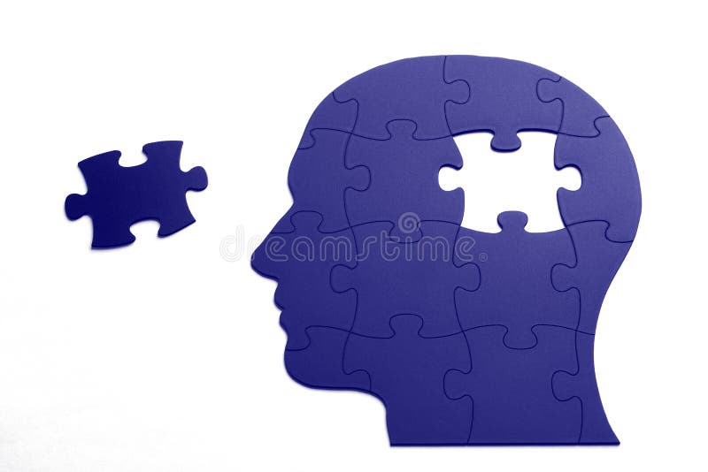 Puzzle in shape of human head stock image
