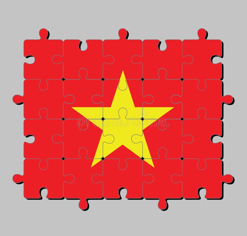 Puzzle von Vietnam-Flagge im gelben Stern auf roter Farbe lizenzfreie abbildung Puzzle von Vietnam-Flagge im gelben Stern auf roter Farbe lizenzfreie abbildung