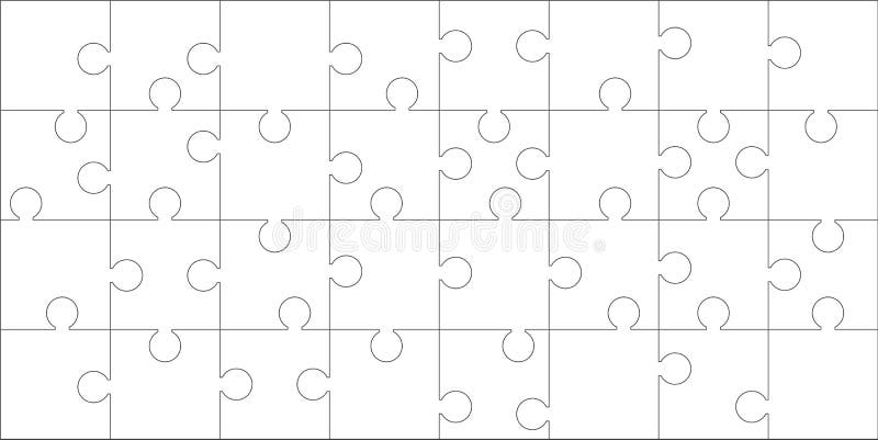 Puzzles grid. Jigsaw puzzle 32 pieces stock illustration