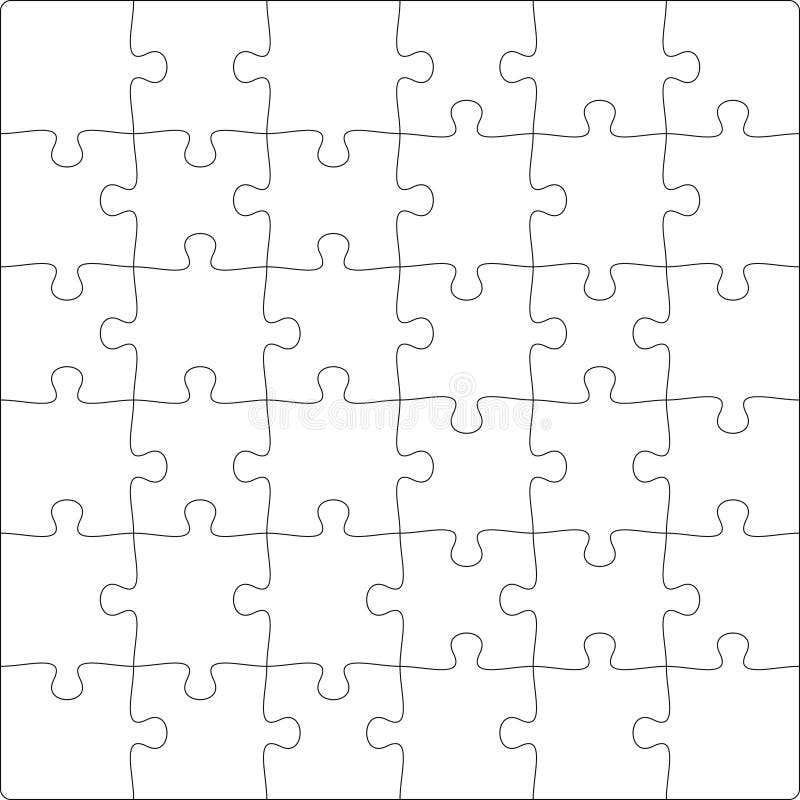 Puzzles grid template. Jigsaw puzzle pieces, thinking game and jigsaws detail frame design vector. stock illustration