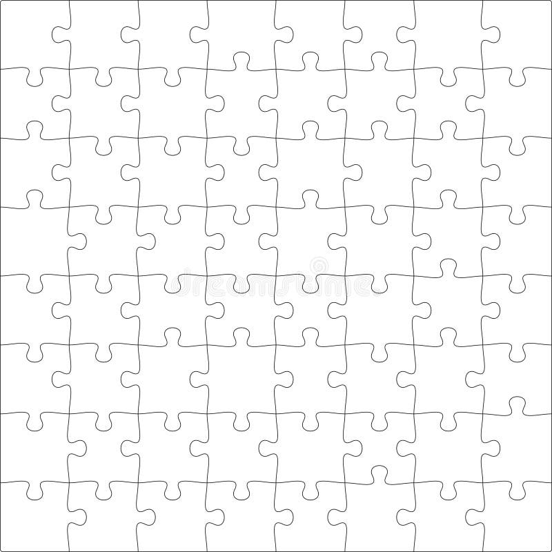 Puzzles grid template. Jigsaw puzzle pieces, thinking game and jigsaws detail frame design vector. stock illustration