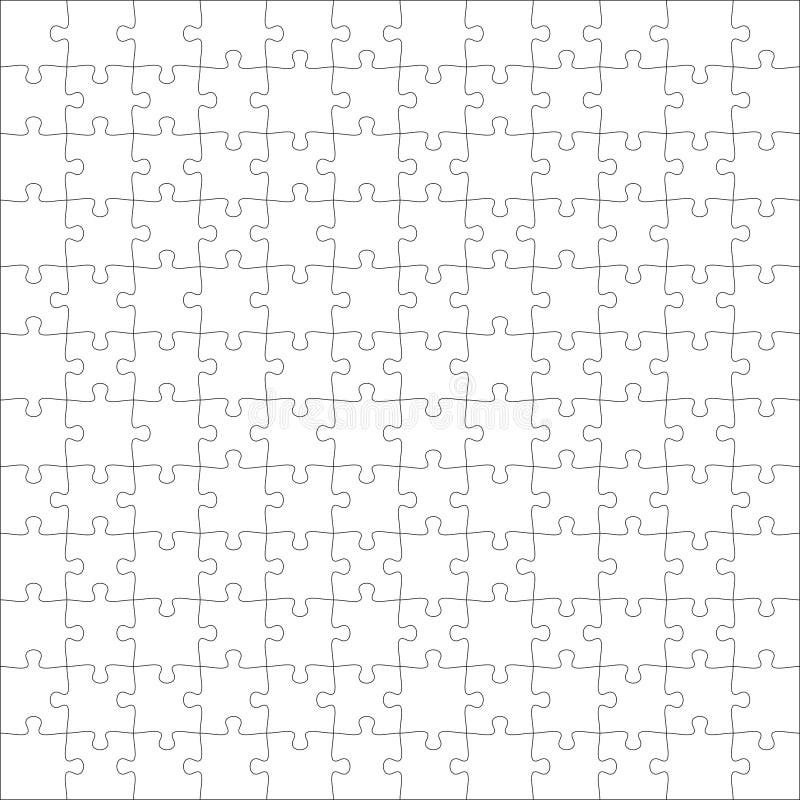 Puzzles grid template. Jigsaw puzzle pieces, thinking game and jigsaws detail frame design vector. royalty free illustration