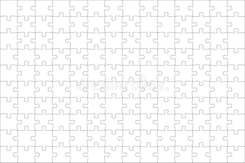 Puzzles grid template. Jigsaw puzzle pieces, thinking game and jigsaws detail frame design vector. stock illustration