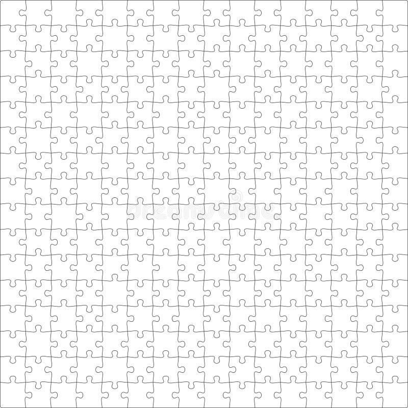 Puzzles grid template. Jigsaw puzzle pieces, thinking game and jigsaws detail frame design vector. royalty free illustration