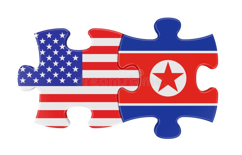 Puzzlespiel-Stücke Vereinigter Staaten und Nordkoreas lokalisiert vektor abbildung Puzzlespiel-Stücke Vereinigter Staaten und Nordkoreas lokalisiert vektor abbildung