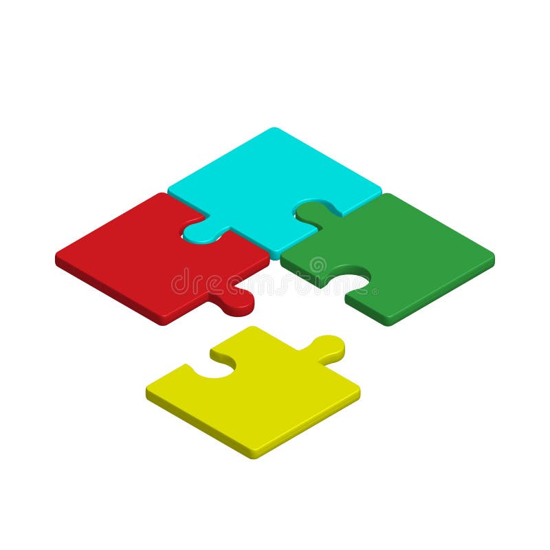 Puzzlespiele der Ikone 3D in der Farbe auf einem weißen Hintergrund Einfaches Puzzlespiel der Ikone 3D der vier Elemente Vektor a vektor abbildung