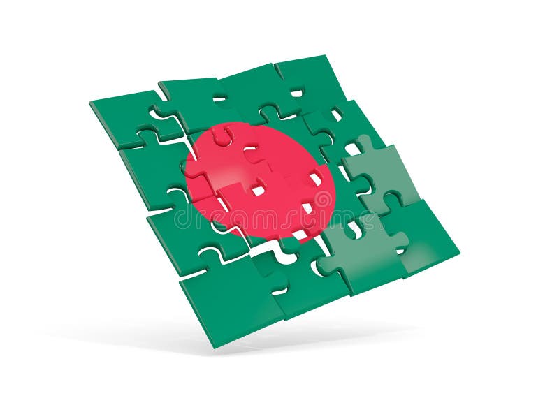 Puzzlespielflagge von Bangladesch lokalisierte auf Weiß lizenzfreie abbildung Puzzlespielflagge von Bangladesch lokalisierte auf Weiß lizenzfreie abbildung