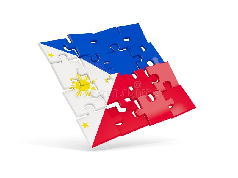 Puzzlespielflagge von Philippinen lokalisierte auf Weiß stock abbildung Puzzlespielflagge von Philippinen lokalisierte auf Weiß stock abbildung
