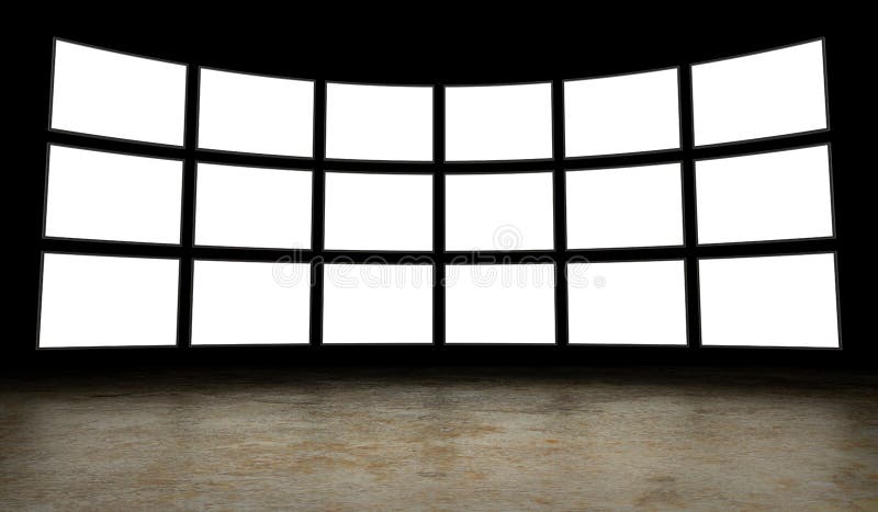 Wall of blank tv screens. Wall of blank tv screens