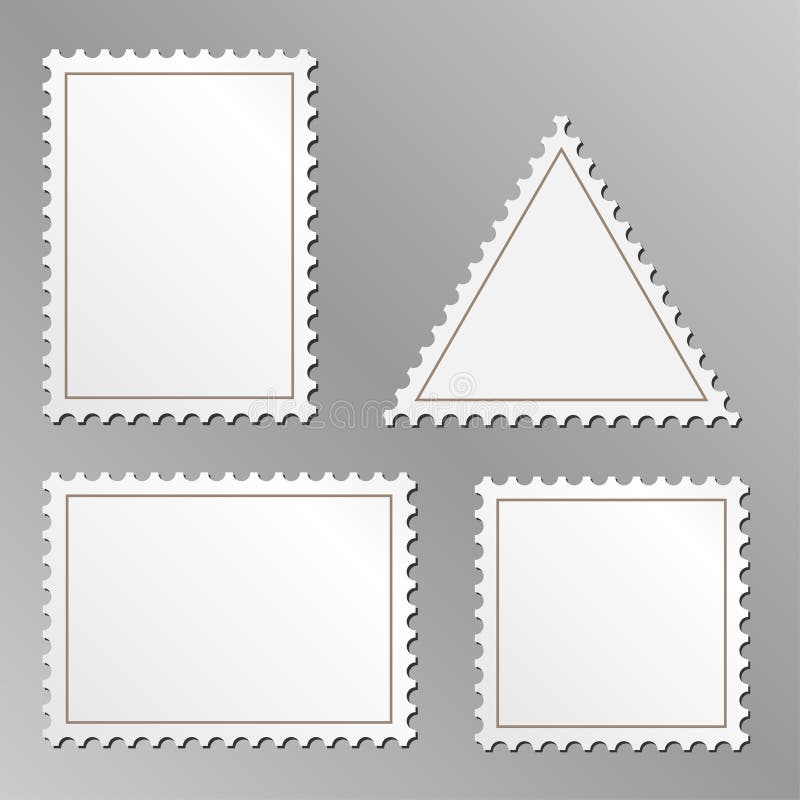 Vector set of blank postage stamps isolated on grey background. Vector set of blank postage stamps isolated on grey background.