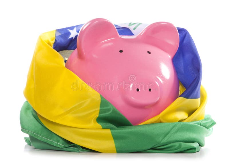 Pușculiță cu pavilion brazilian royalty free stock image