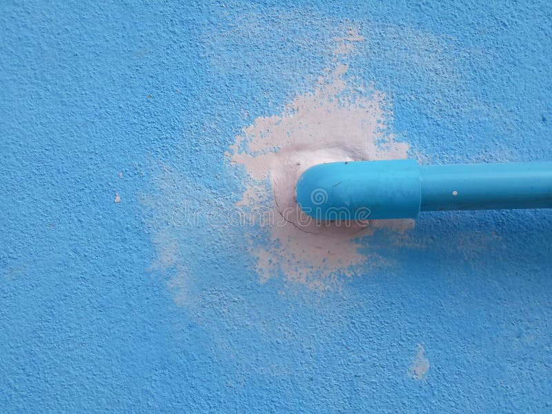 Pvc Pipe on Blue Cement Wall Texture Stock Photo Image of blue