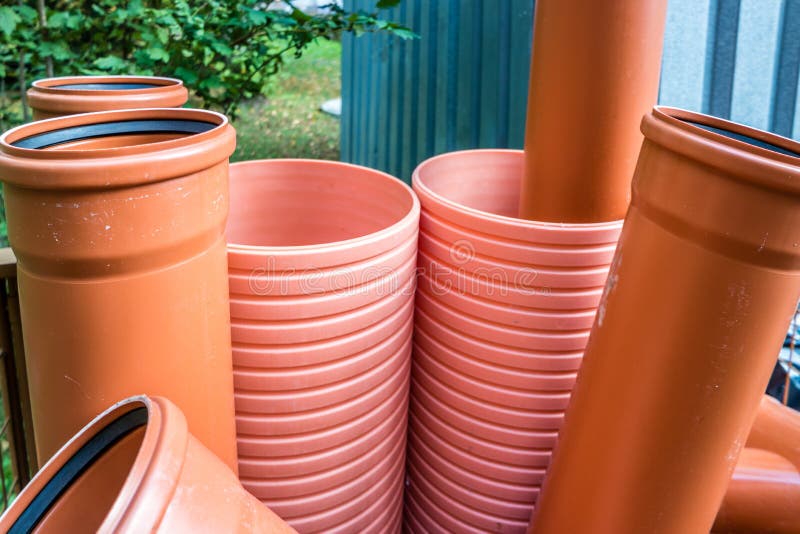 PVC Pipes at a Construction Site Stock Image Image of pipeline, sewer