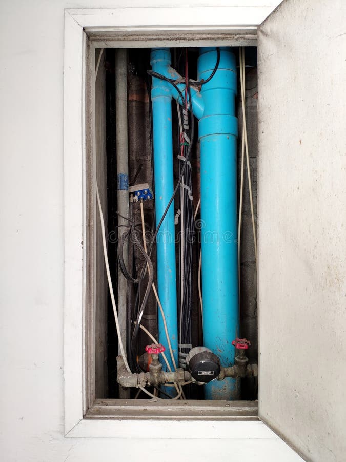 Pvc Tube and Plumbing Pipe Inside the Building with Connected Stock