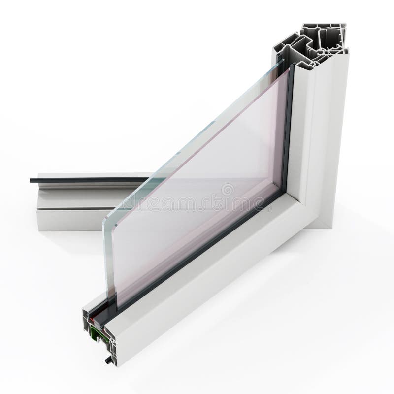 PVC window detail isolated on white background. 3D illustration royalty free illustration