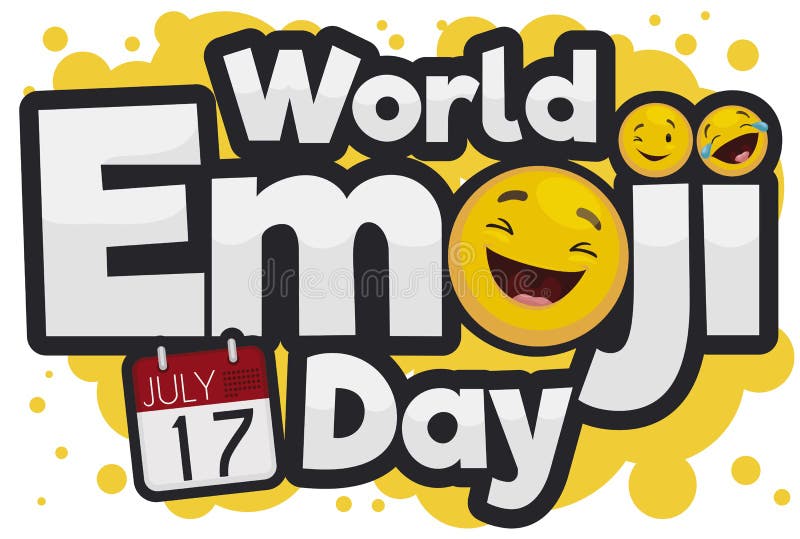 Festive Smileys and Calendar for World Emoji Day Celebration, Vector