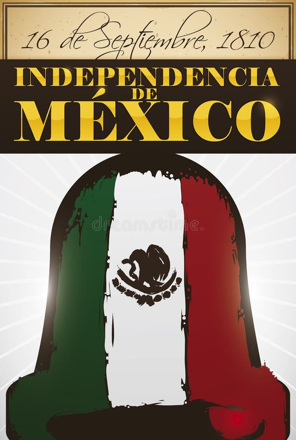 Scroll, Sign and Iconic Bell Promoting Mexican Independence Day, Vector