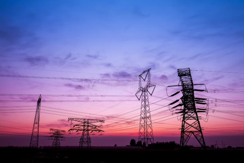 Pylon stock photo. Image of powerful, sunset, electrical 172698354