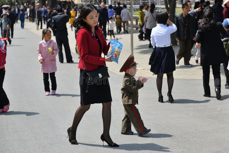 Pyongyang, North Korea. People. Mother and Son Editorial Photography ...