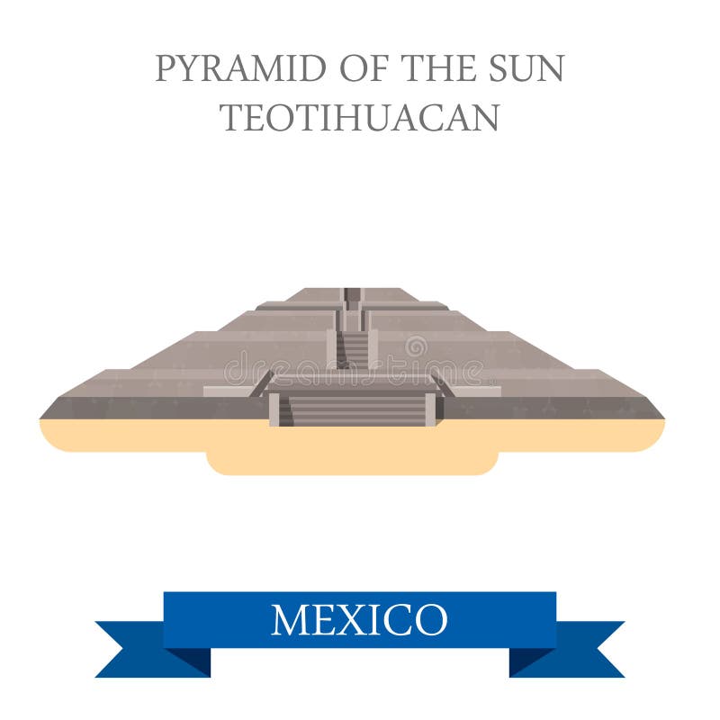 Pyramid av lägenheten för solAztecMaya Teotihuacan Mexico vektor stock illustrationer Pyramid av lägenheten för solAztecMaya Teotihuacan Mexico vektor stock illustrationer